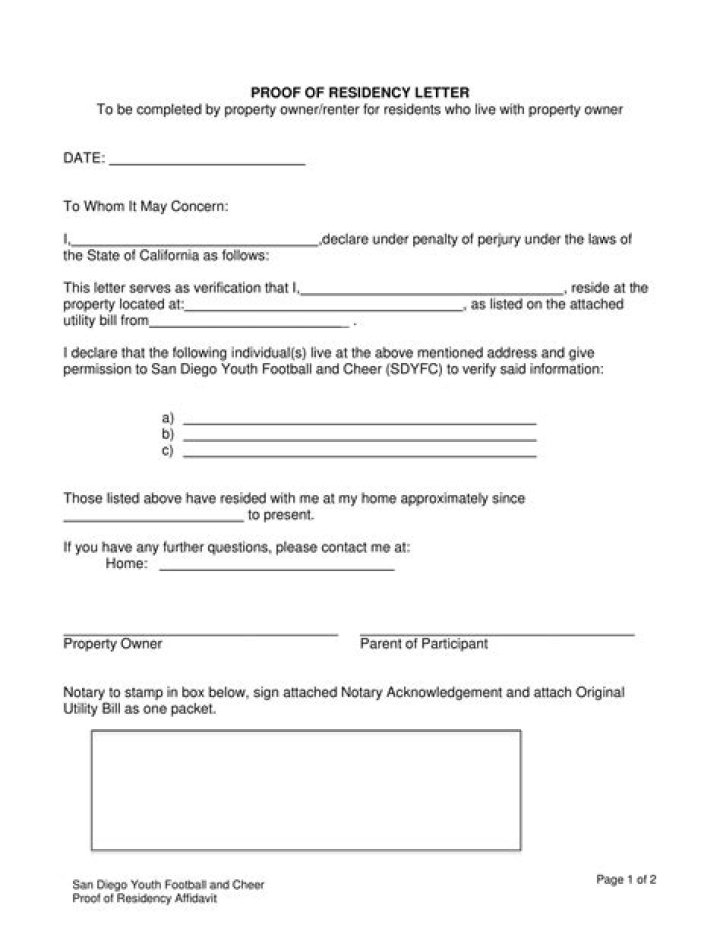 How do I write a letter of residency for school verification?