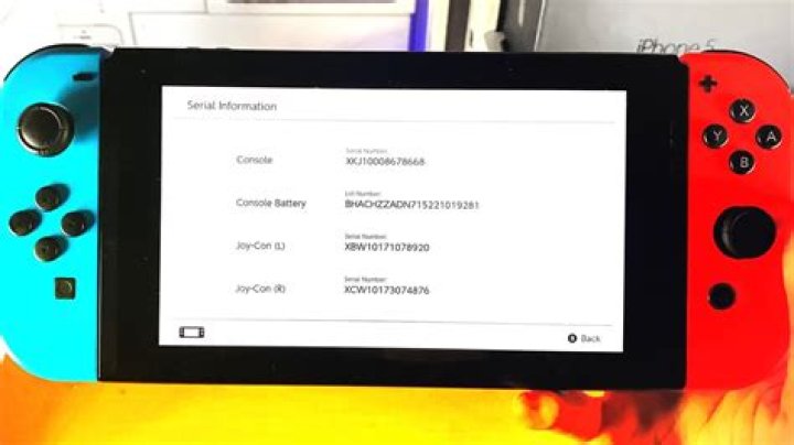 Where is the serial number on the Nintendo switch?